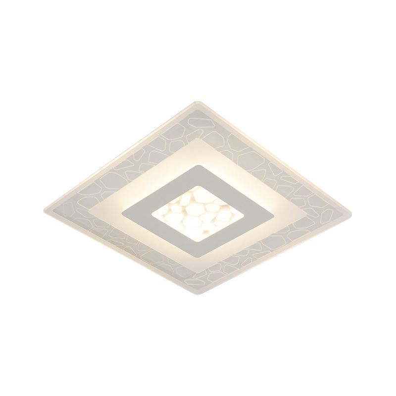 Dunste ronde/vierkante/rechthoekige plafondlamp Minimalistisch acryl Slaapkamer Kleine/grote LED-inbouwlamp met kiezelpatroon in wit