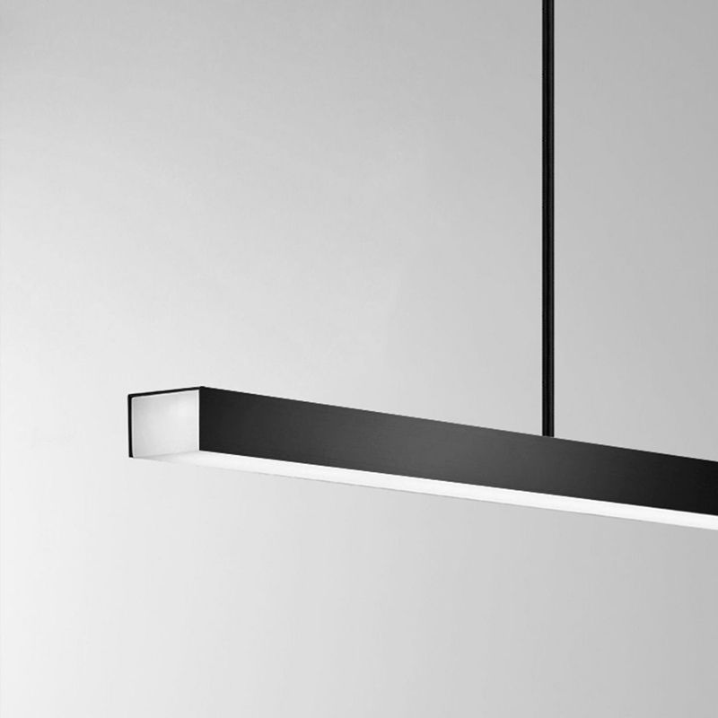 Minimalism Linear LED Island Light Fixture in Black for Dining Room