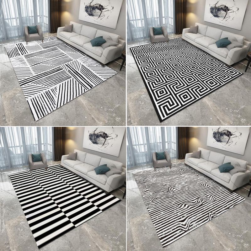 Environmental Geometric Rug Multi-Color Bohemian Carpet Synthetics Anti-Slip Machine Washable Pet Friendly Rug for Living Room