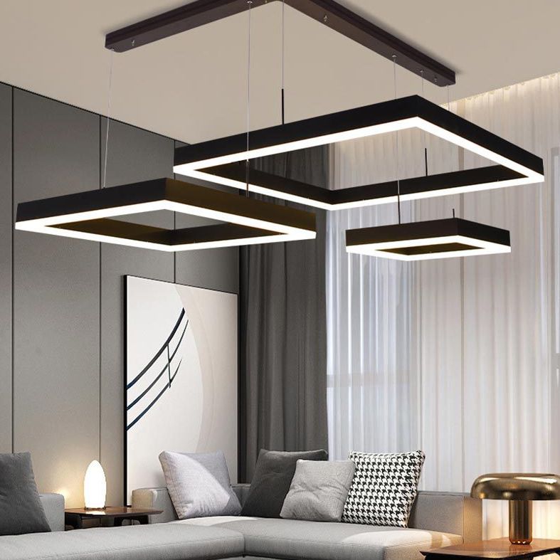 Lámparas de lámpara cuadrada moderna lámpara de metal 3 luces lámparas de lámpara