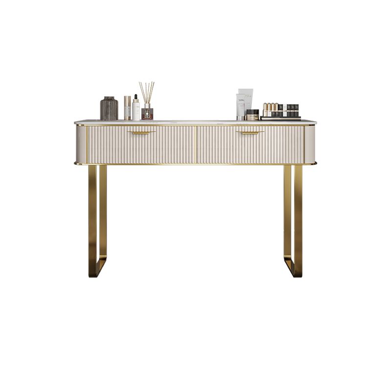 2/5-Drawer Vanity Makeup Table Set Metal Dressing Table in Beige