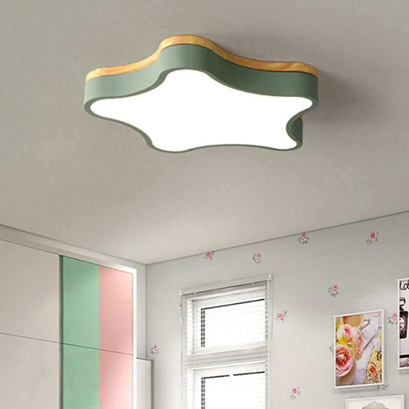 Lampe LED étoile à cinq branches, plafonnier encastré avec abat-jour en acrylique blanc pour chambre à coucher