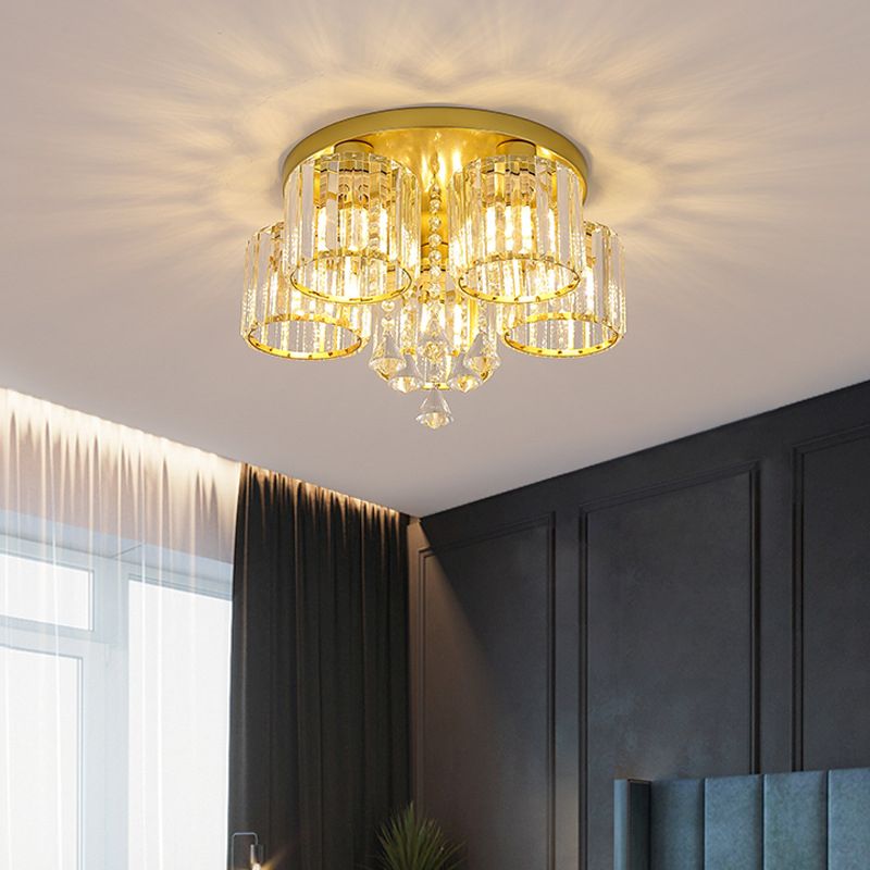 Contemporary Cylinder Flush Light Fixture Crystal Flush Mount Ceiling Fixture