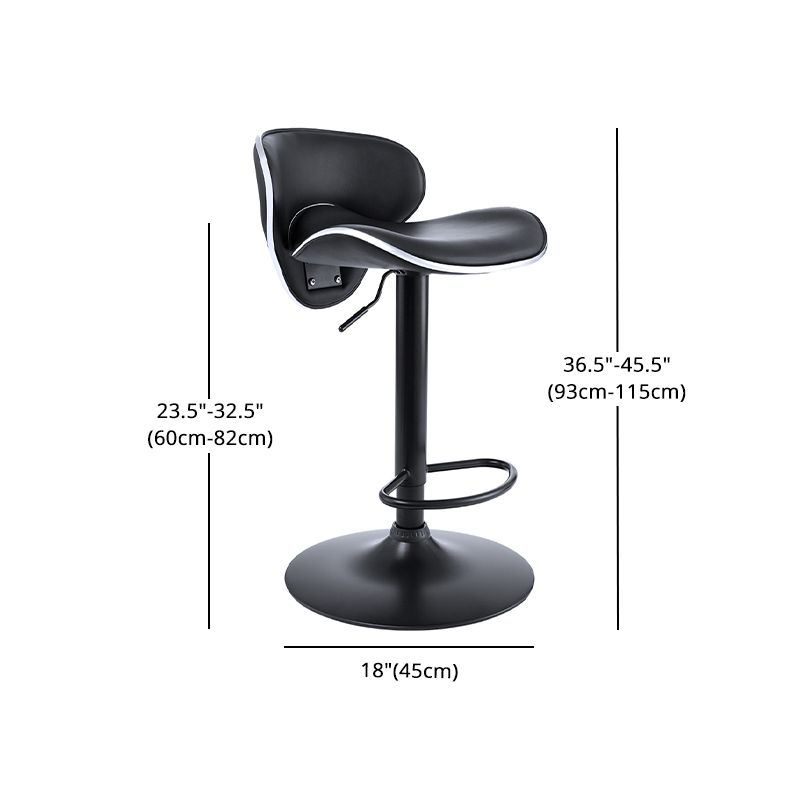 Taburete de bar moderno ajustable, respaldo, taburete de bar de cuero con giro en negro