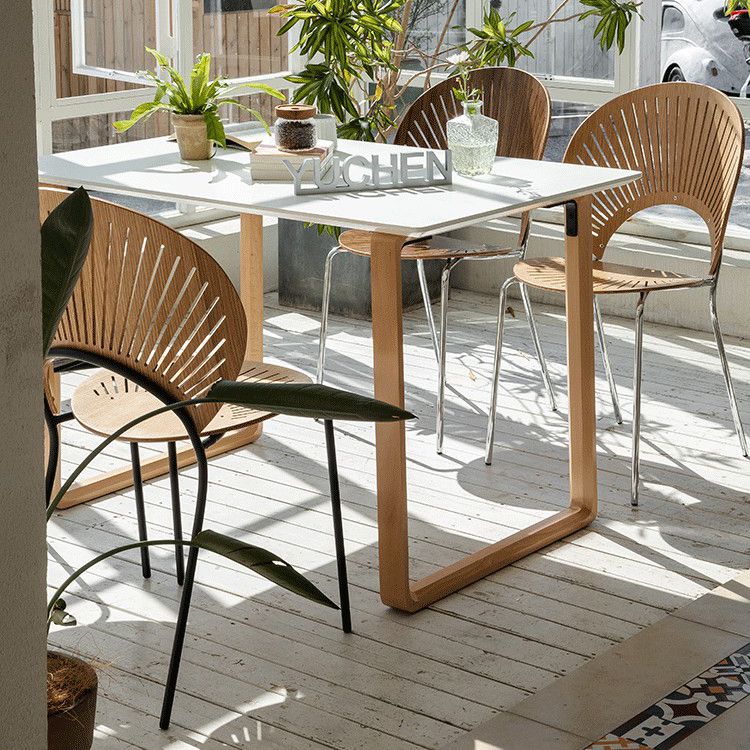 Contemporary Metal Dining Room Chairs Wood Dining Armless chairs for Home Use