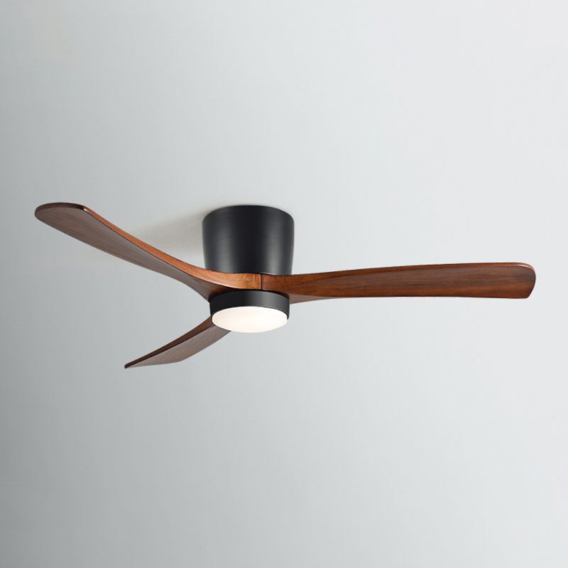Nordic Style LED Ceiling Fan 3-Blade Fan Lighting with Wood for Restaurant