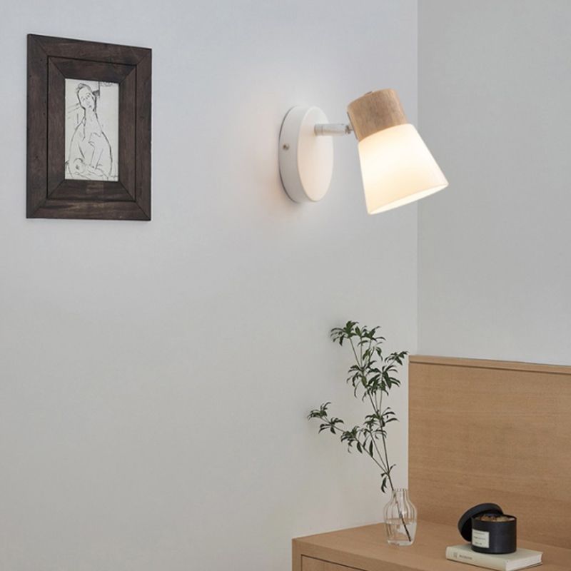 Wood Cone Shape Wall Light Modern Style Multi Lights Wall Light Sconce in White