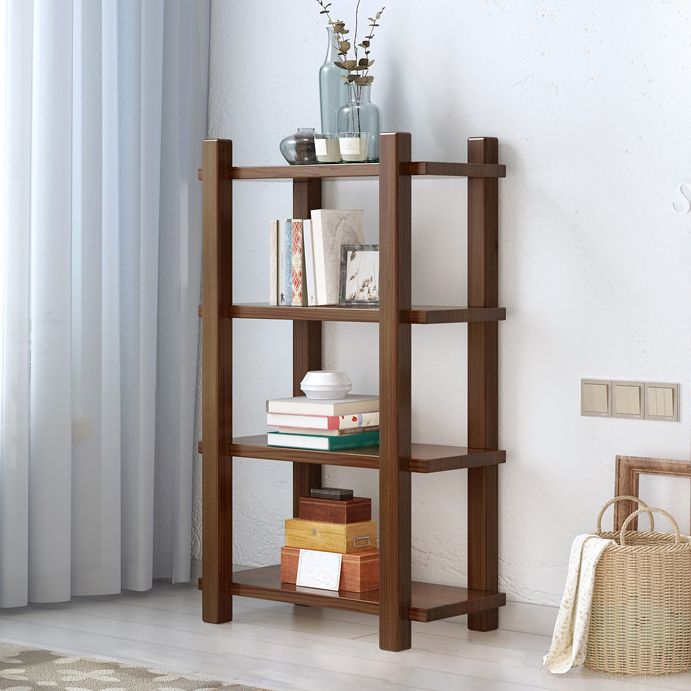 Modern Style Open Back Bookshelf Solid Wood Bookcase for Home