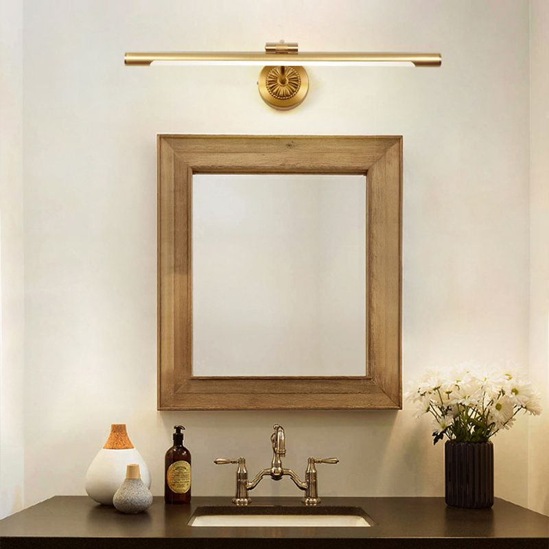 Modern Gold Linear Wall Mount Light Fixture Metal 1-Light Wall Lamp for Bathroom