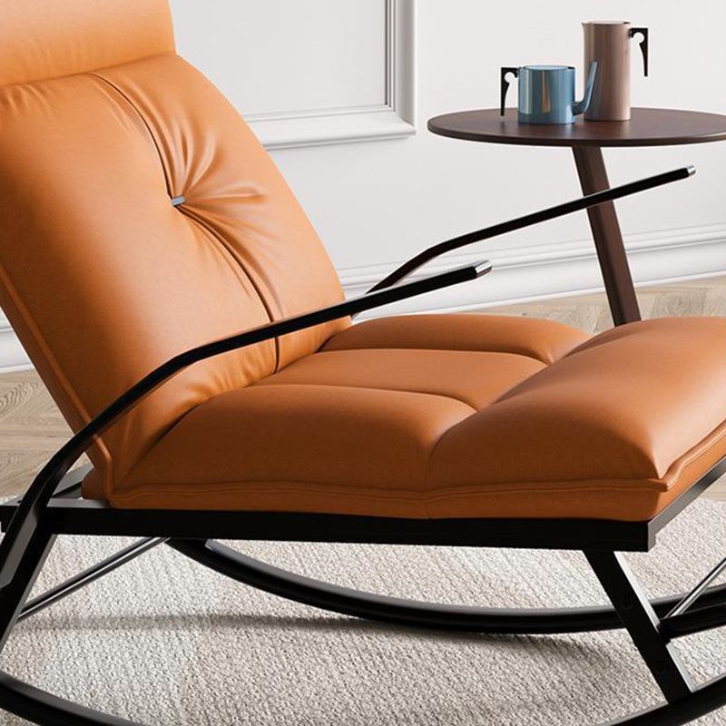 Glam Folding Rocking Chair Faux Leather Rocker for Living Room