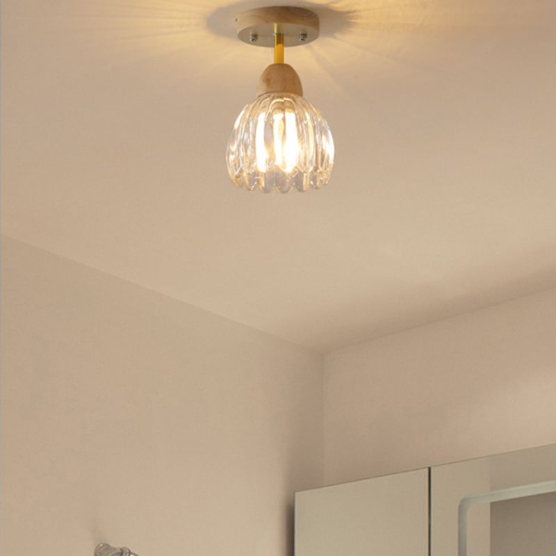 Modern Simple Wooden Ceiling Light Bell Shape Ceiling Lamp for Bedroom