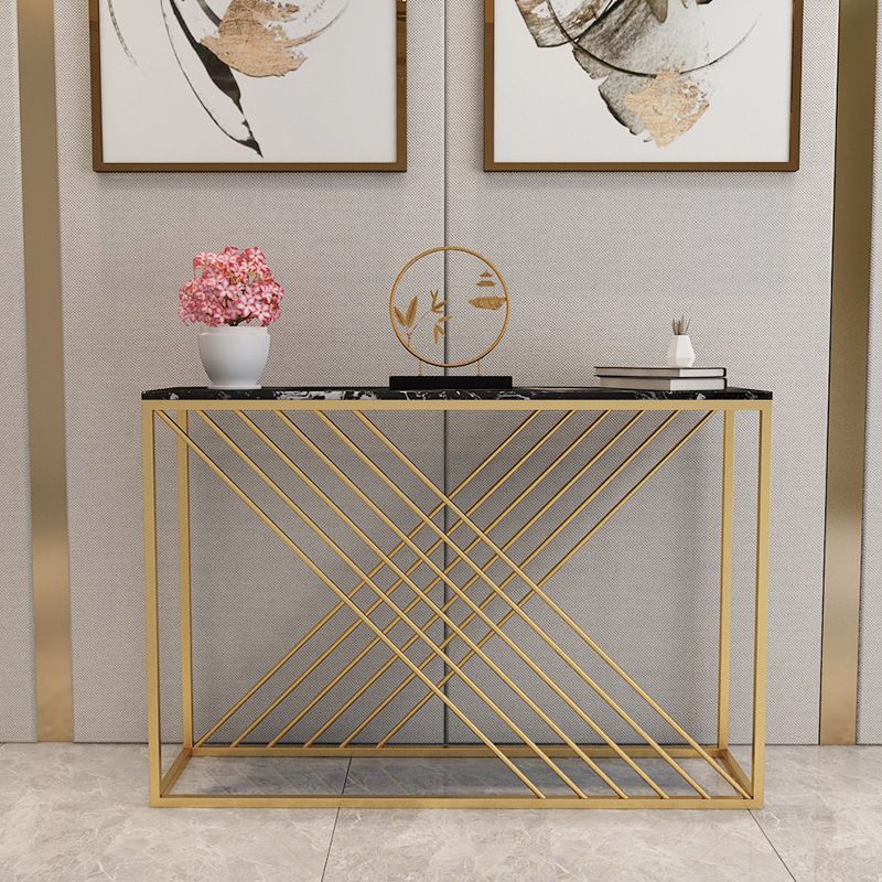 Modern Console Accent Table Antique Finish Rectangle Console Sofa Table in Marble