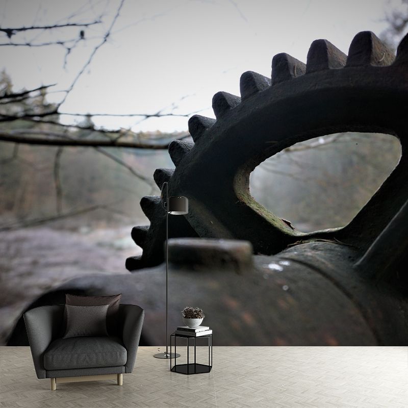 Metal Gear Wall Mural Removable Wallpaper for Living Room Decor, Water Resistant