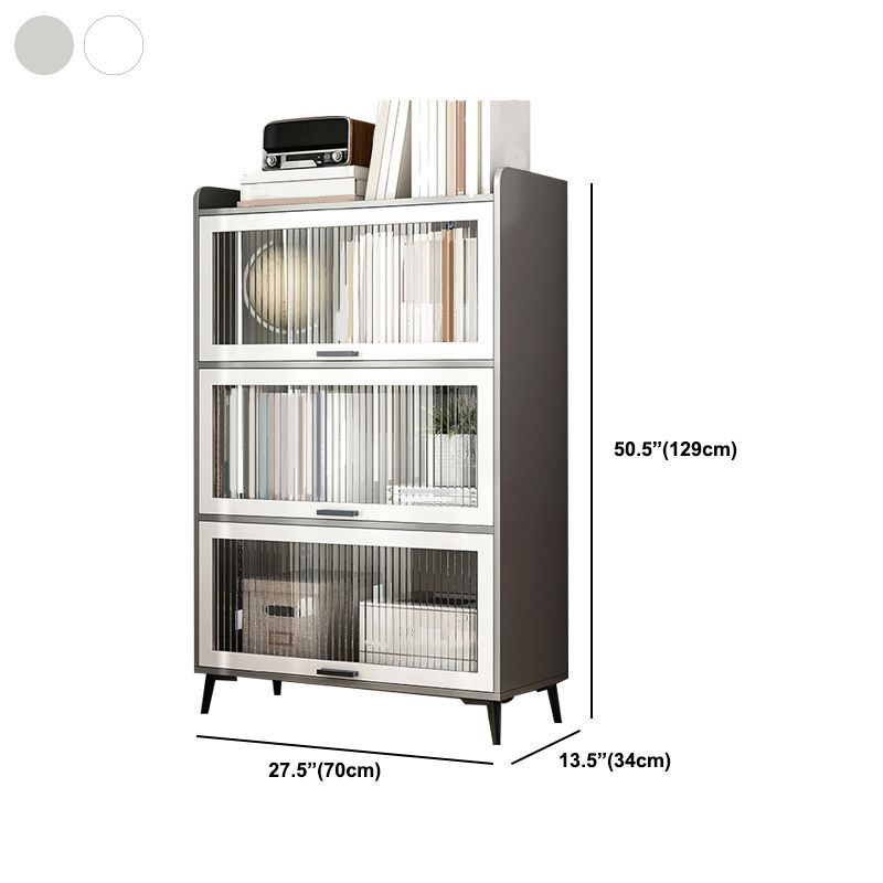 Wooden Engineered Wood Bookcase with Doors Closed Back Bookshelf Doors Included