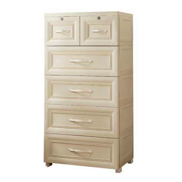 Contemporary Wardrobe Armoire with Drawer Plastic Non-Hanging Armoire