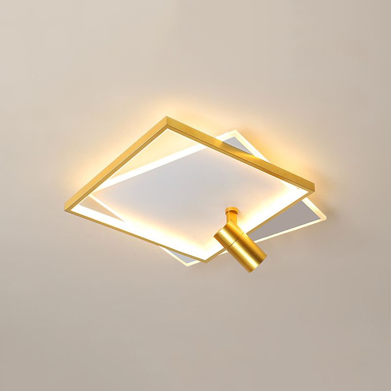 Plafonnier LED de luxe moderne en fer forgé carré encastré avec abat-jour en acrylique