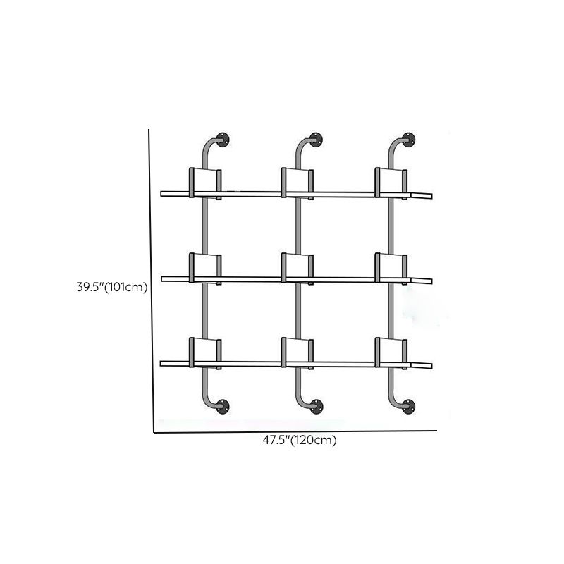 Metal and Wood Glam Shelf Bookcase Gold Wall Mounted Bookshelf for Office