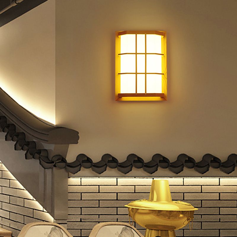 Modern Style Wall Mount Light 1-Light LED Wooden Wall Sconce Light for Living Room