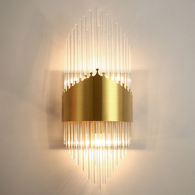 Schattierte Wandleuchten leicht Einfachheit Kristallstange 2 Lampen Wohnzimmer Wandmontage Licht in Gold