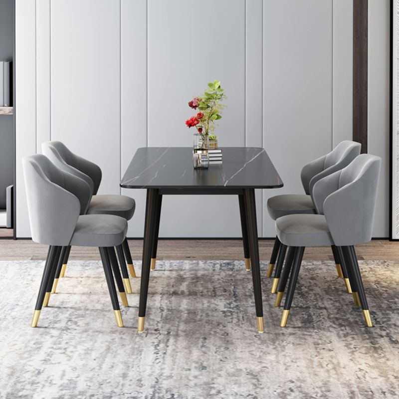 Metal and Stone Table Glam Style Minimalist Home Rectangular Dining Table