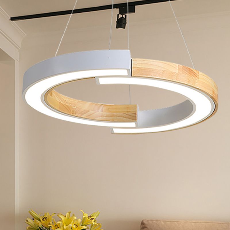 Lámpara de madera de estilo nórdico de anillo negro/negro de 15 "/19"