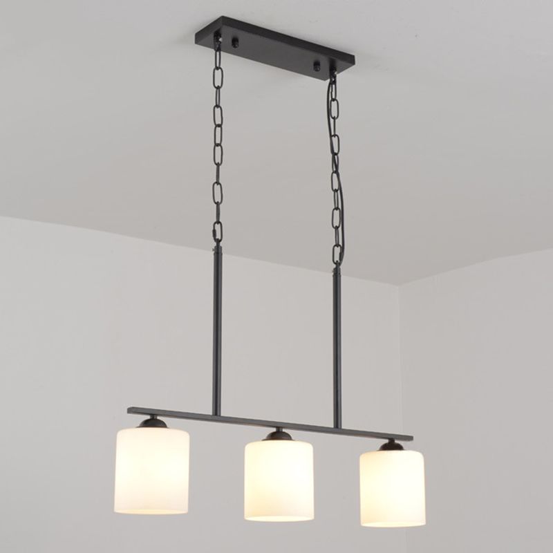 Cylindrical Island Chandelier Lights Contemporary Milk Glass Chandelier Lighting Fixtures for Dining Table