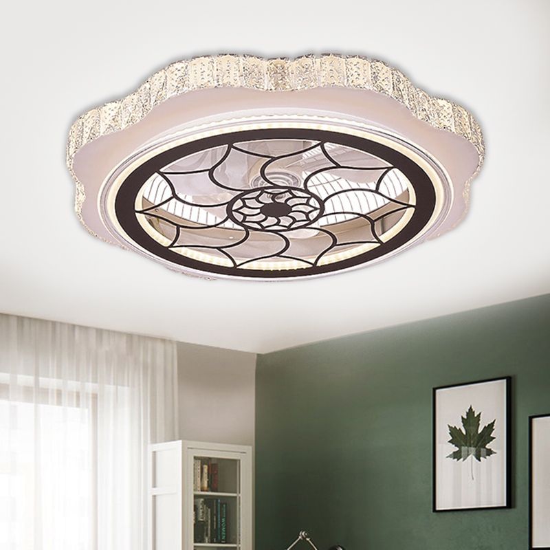 Sonnenblumen/Pflaumenblüten/Sternmuster Hanging Lüfter Licht moderne rechteckige Kristalle 23,5 "W LED White Semi-Flush Mount