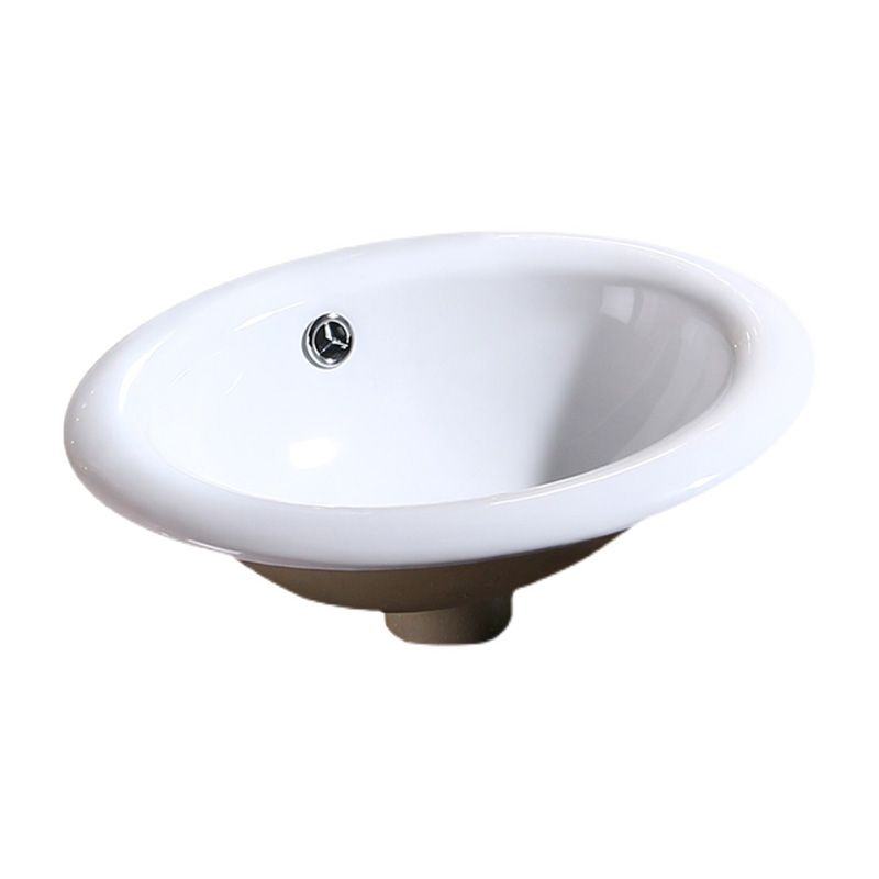 Modern Bathroom Sink Porcelain Oval-Shape Drop-in Bathroom Sink with Pop-Up Drain