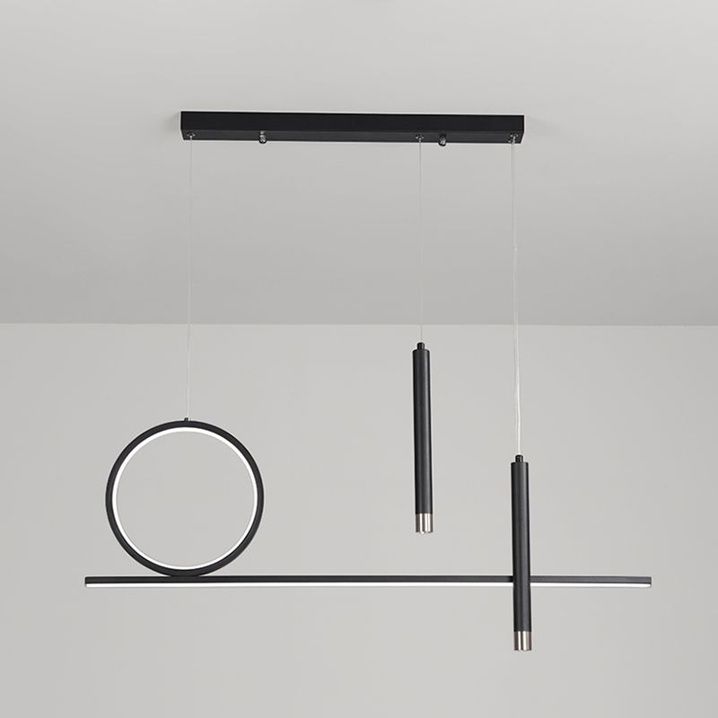 Black Metal Hanging Pendant Lights with Acrylic Shade Modern Island Lamps