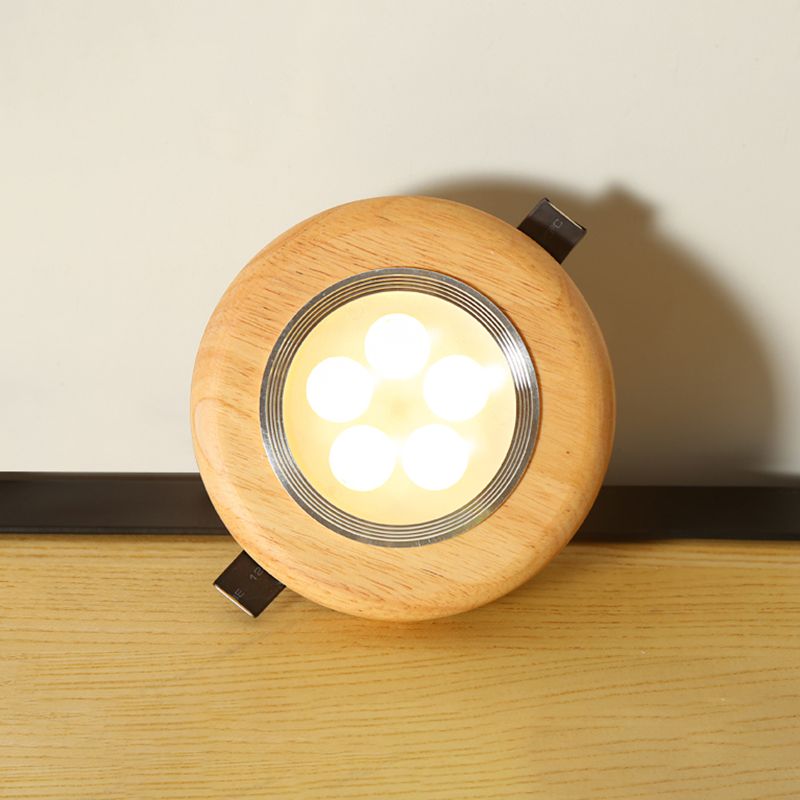 Plafonnier LED pour couloir circulaire, luminaire de plafond en bois de Style concis moderne