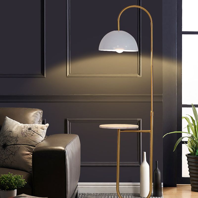 Modern Metal Floor Reading Lamp Dome 1-Light Floor Light for Bedroom