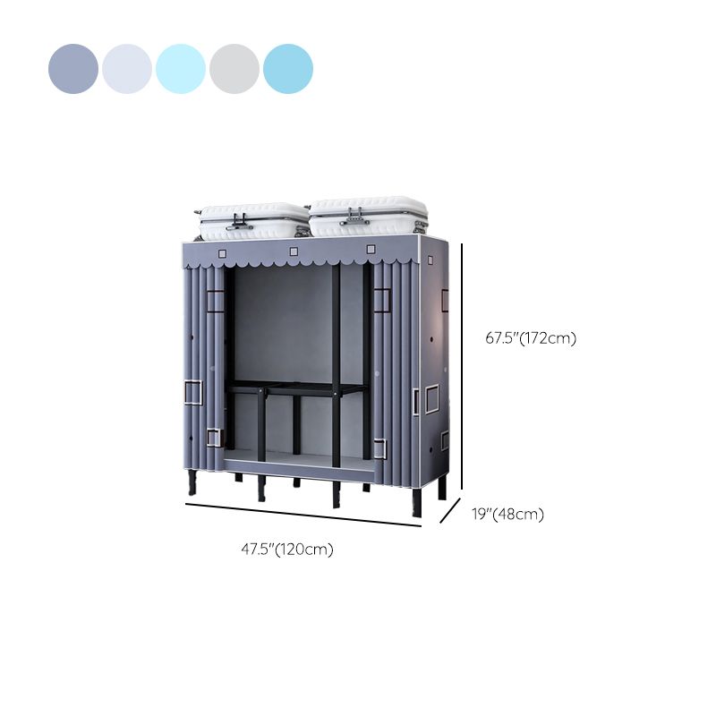 Contemporary Wardrobe Armoire with Shelves Steel Wardrobe Cabinet