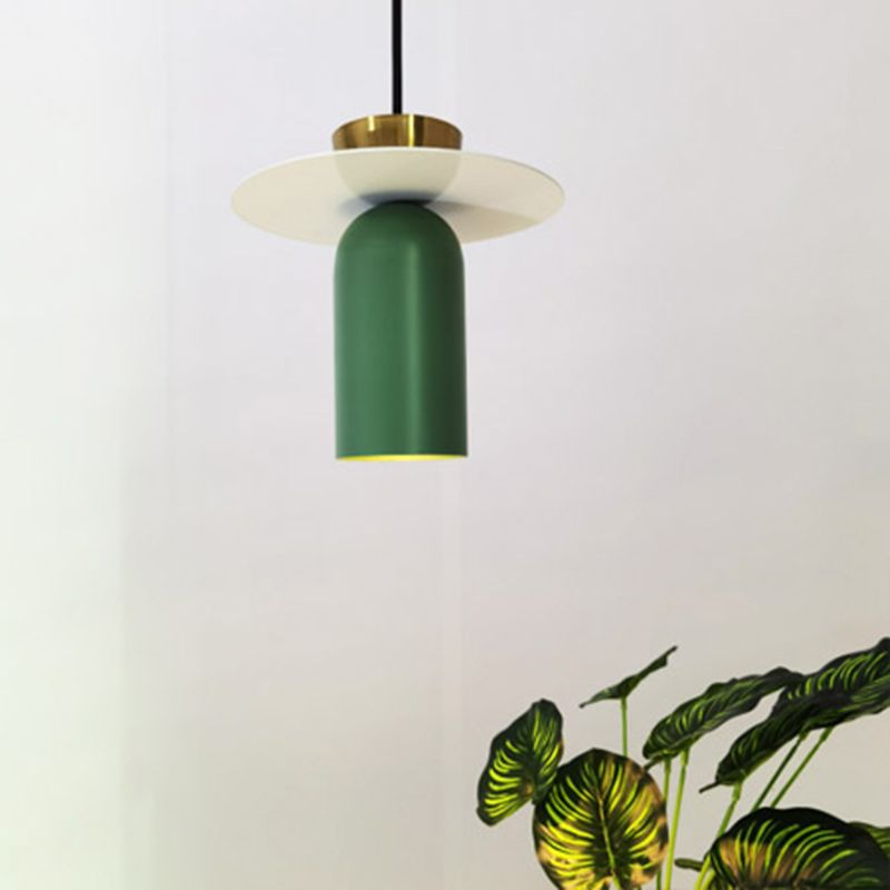 Zylindrische kleine Anhängerlampe postmoderne Metall 1 Kopf Esszimmer Deckenleuchte
