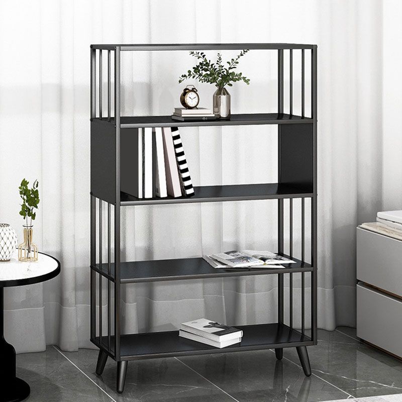 12" W Black Iron Frame Bookshelf Modern Open Storage Bookcase for Home Office