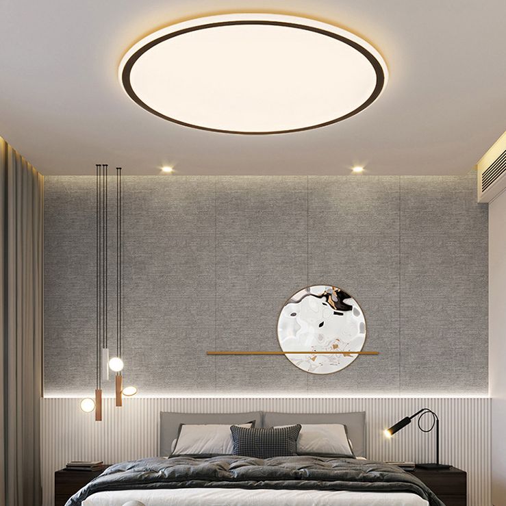 Plafonnier LED en aluminium simple encastré en forme de disque noir pour chambre à coucher