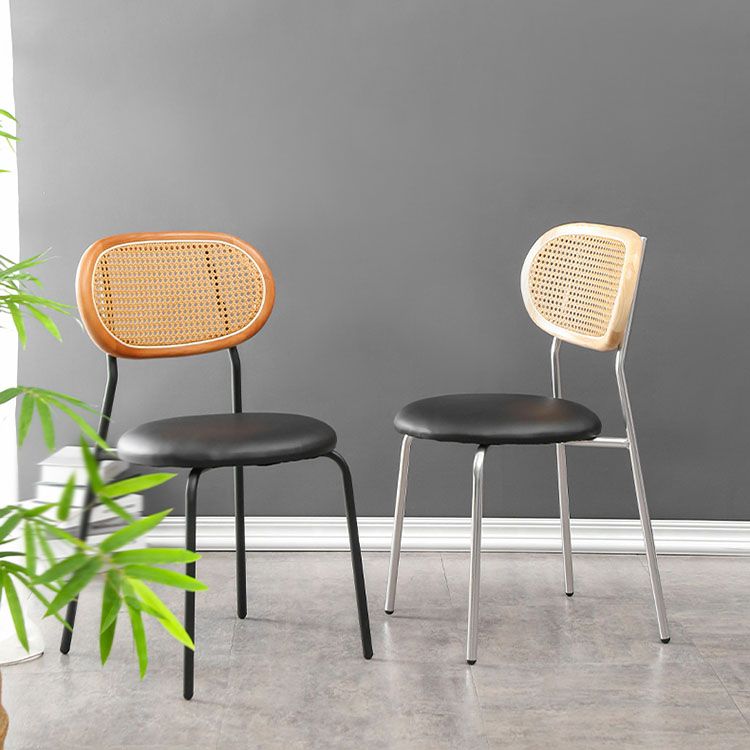 Faux Leather Armless Dining Chair Contemporary Open Back Dining Room Side Chair