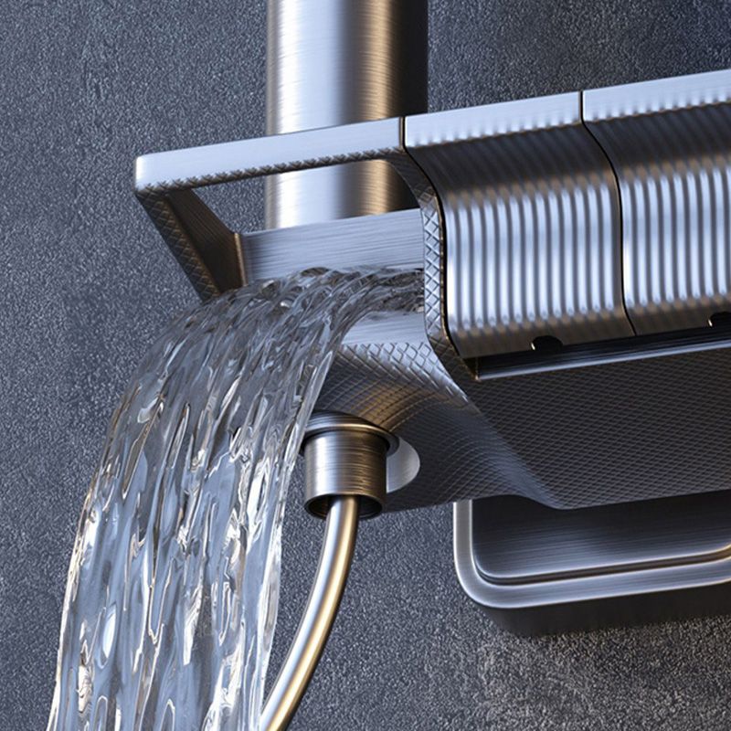 Grey Shower Set Shower Arm Wall Mounted Adjustable Spray Pattern Shower Hose Shower Set