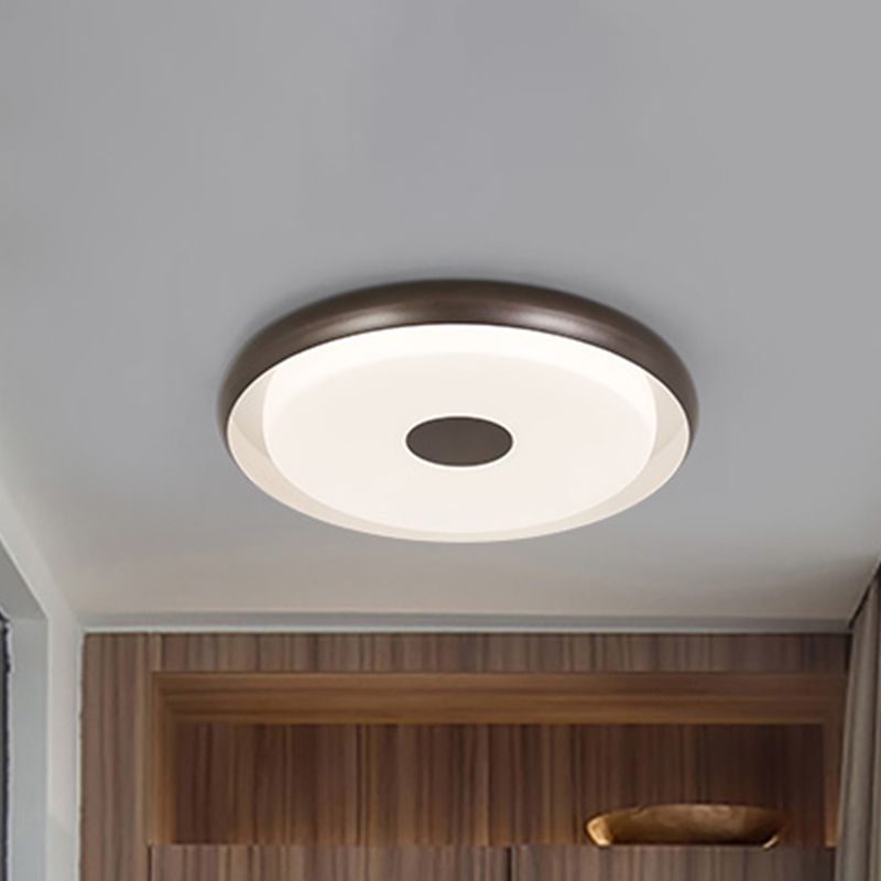 18"/21" Wide Modern Halo Flush Mount Light Iron LED Bedroom Flushmount Lighting in Coffee