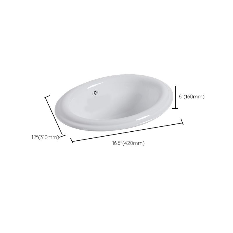 White Drop-in Bathroom Sink Porcelain Wash Stand with Shut-Off Valve
