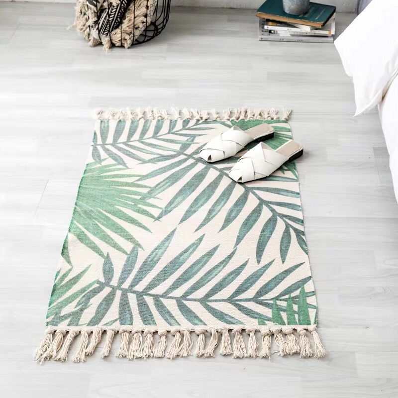 Aesthetic Multi Color Boho Rug Cotton Braided Flower Rug Pet Friendly Area Carpet for Bedroom