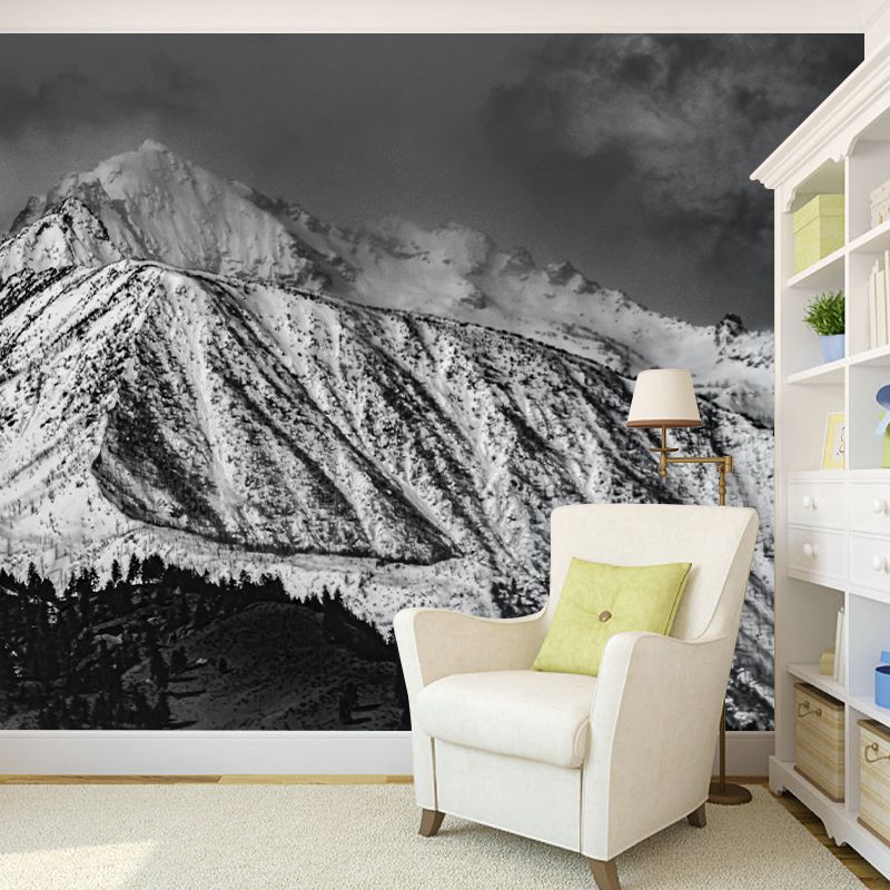 Snow Mountain Wall Mural Wallpaper Photography Resistant for Room