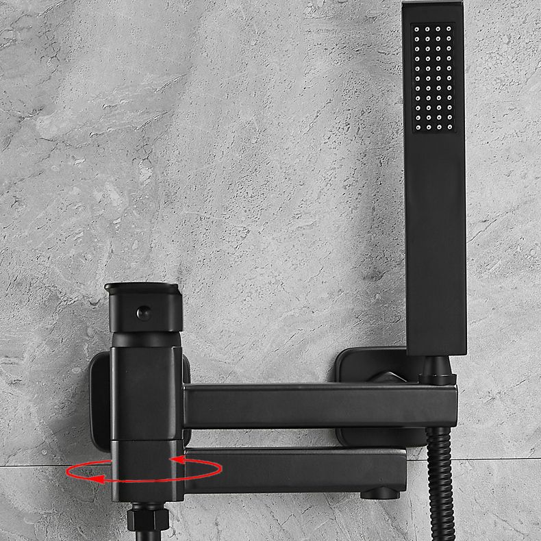 Wall Mounted Metal Tub Filler Low Arc Rotatable Bathroom Faucet