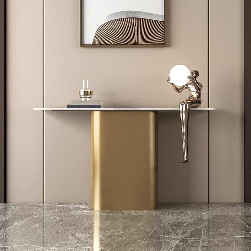 Contemporary Console Accent Table Antique Finish Half Moon Console Table