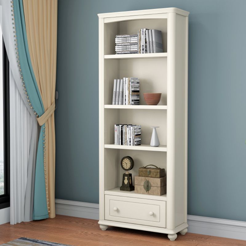 Wood Standard Bookshelf White Contemporary Bookcase with Shelves