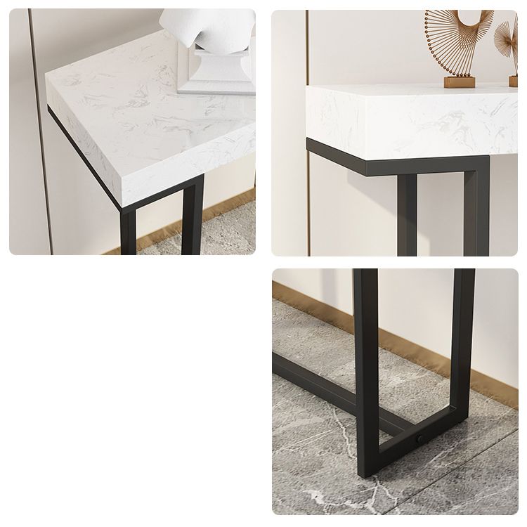 Iron Trestle Cosnole Table with Marble Top Accent Table for Hall