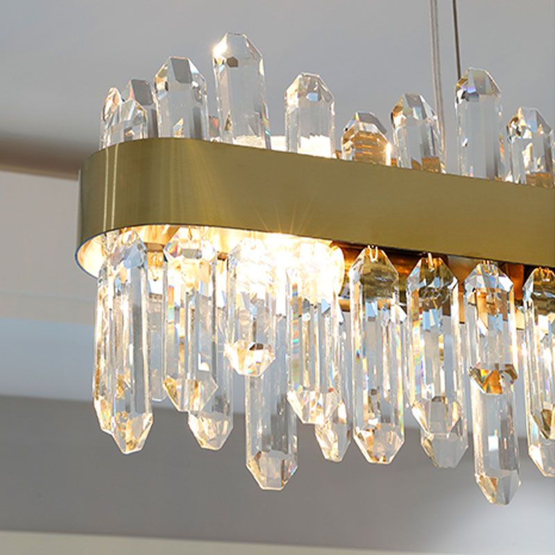 Post Modern Style Crystal Island Light Golden Simplicity Hanging Light for Dining Room