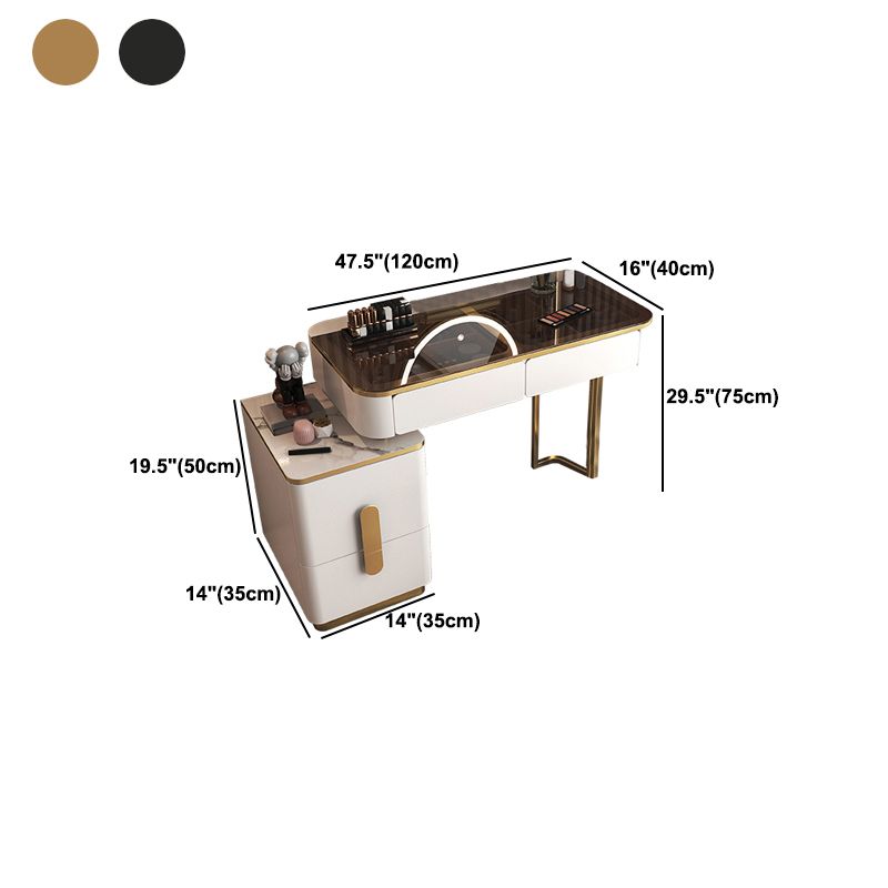 Glam Makeup Vanity Desk Bright White Vanity Tables with 4 Drawer, 15.74" Wide