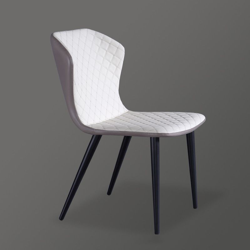 Industrial Solid Back Chairs Armless Side Chairs with Metal Legs for Home Use