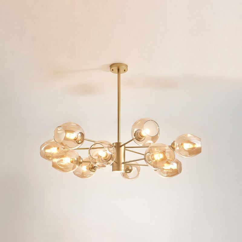 Cognac Color Glass Chandelier Lighting Fixture Modern Chandelier Pendant Light for Living Room