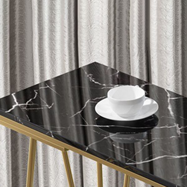 Glam Style Rectangle Bar Table Faux Marble 4 Legs Bar Wine Table